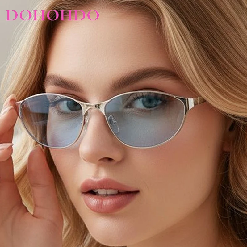 

Trendy Punk Y2K Cat Eye Metal Women Sunglasses Fashion 2025 New Men Sunglass Driving Shades Travel Shade Goggles UV400 Lentes
