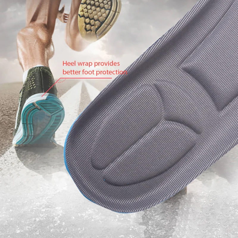 Adult Massage Shock-Absorbing Men's Insole Breathable, Sweat Absorbing, Thick Running Sports Insole Can Be Cut for Casual Insole