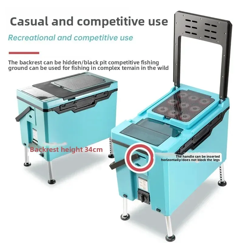 Upgraded Multi-Functional Fishing Box with Back Support & 8 Legs, Full Package Tackle Set for Bank Fishing，Fishing Tackle Boxes
