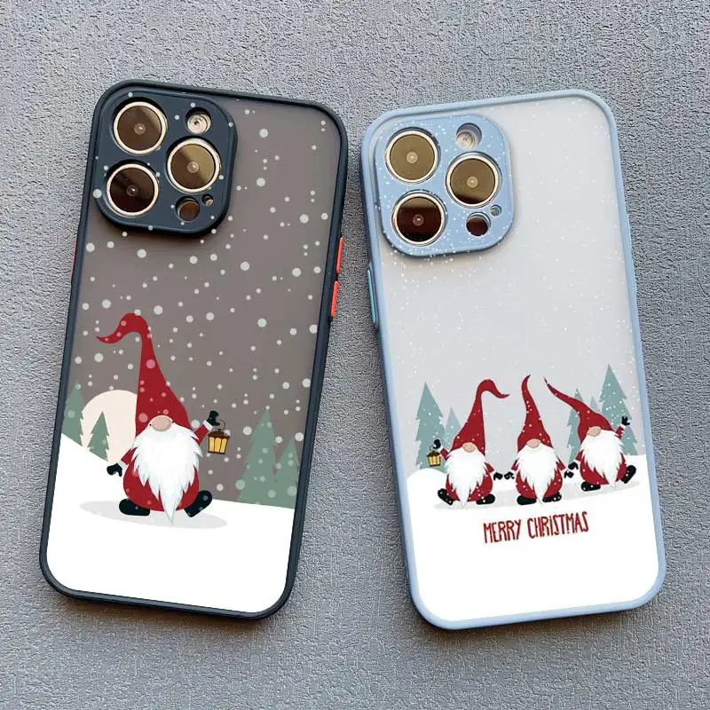 Cartoon New Year Christmas Santa Claus Phone Case For iPhone 16 15 14 7 8 Plus 13 12 11 14 15 16 Pro Max XS X XR Shockproof Case