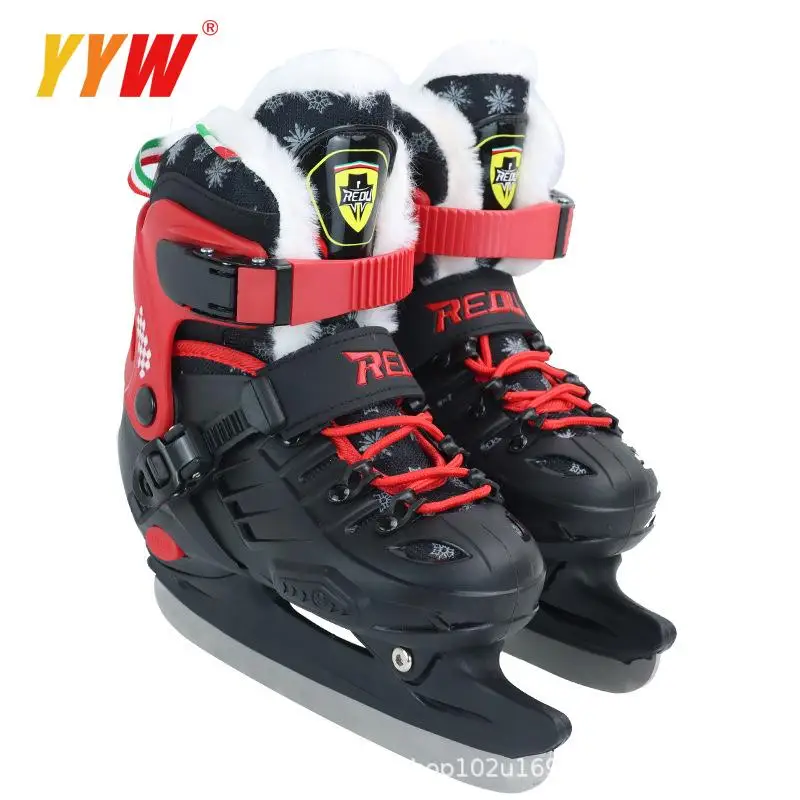 Winter Adult Teenagers Kids Roller Skate Ice Hockey Skates Shoes PU Thermal Thicken Beginner Professional Ice Skating Blade Shoe