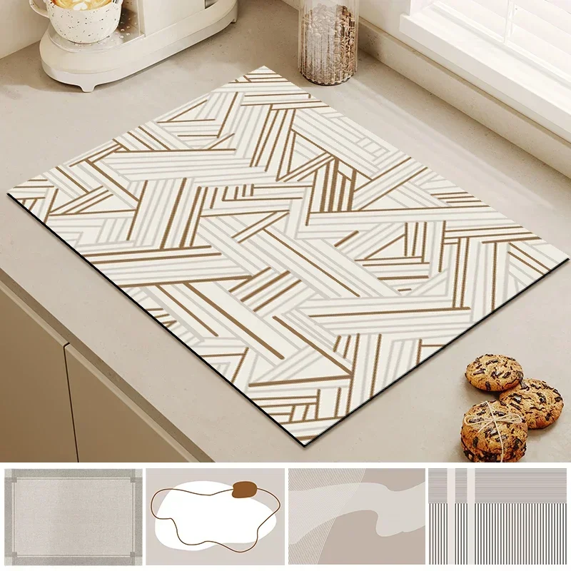 Kitchen Drain Pad Dish Drying Mat Absorbent Coffee Drain Mat Waterproof Coffee Drains Pad Tableware Rug Dinnerware Placemat