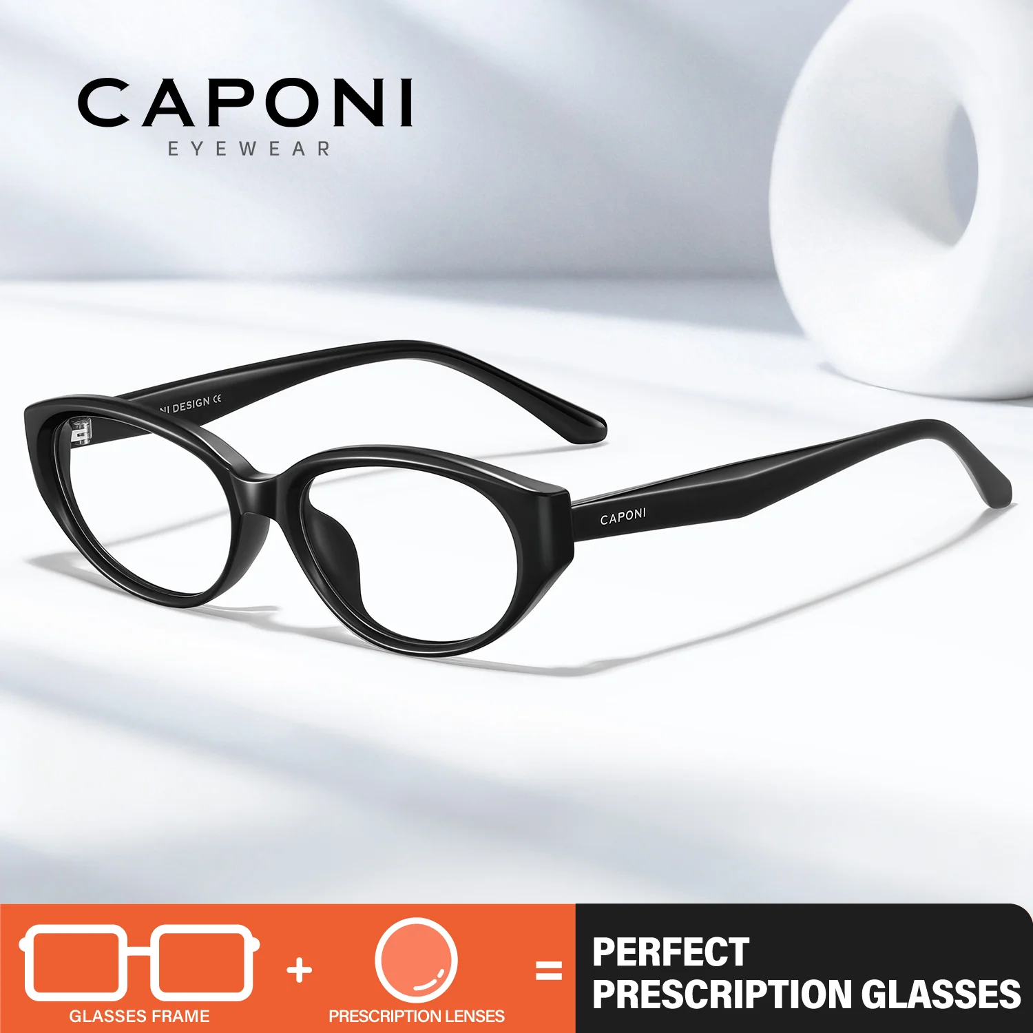 CAPONI Prescription Women Glasses Acetate Myopia Anti Blue Ray Glasses Progressive Reading Photochromic Brown Glasses PJ36102