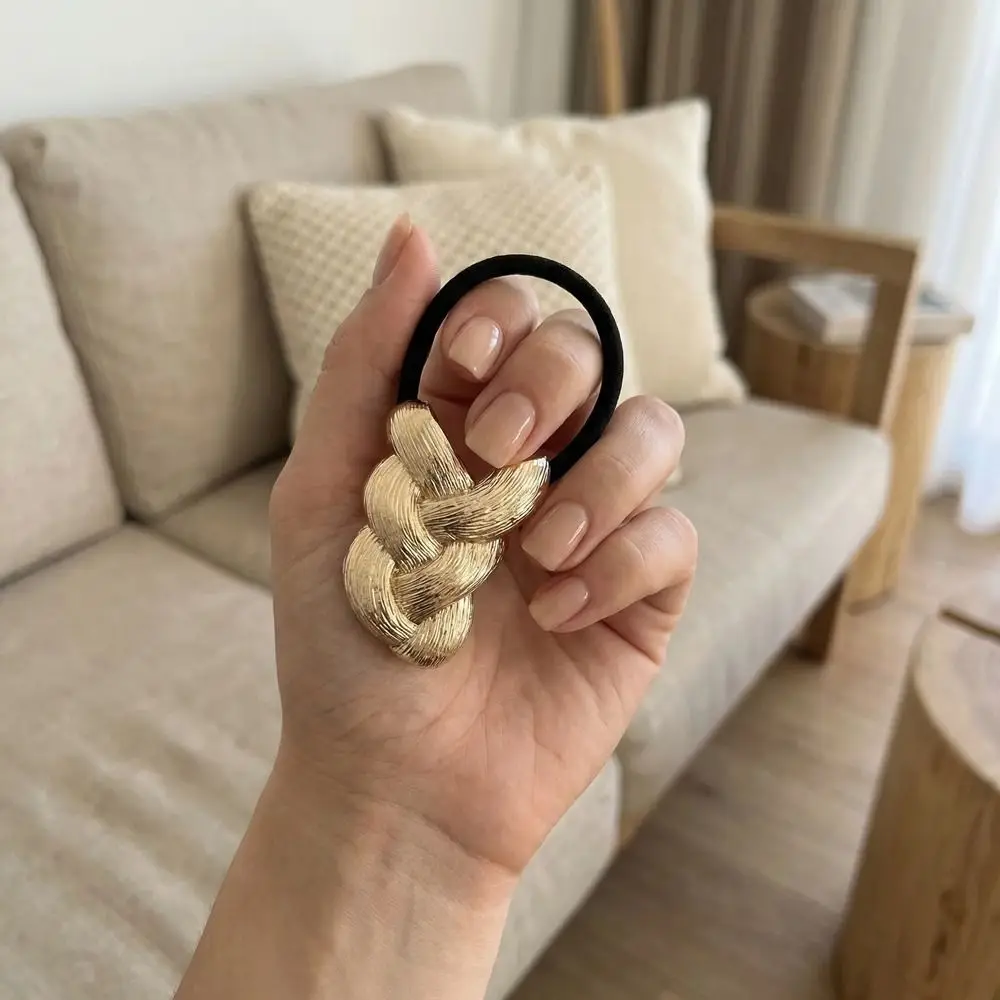 

Модная эластичная резинка для волос с металлическим плетением, золотистая/серебристая, для хвоста, из сплава, резинка-скранчи, модная