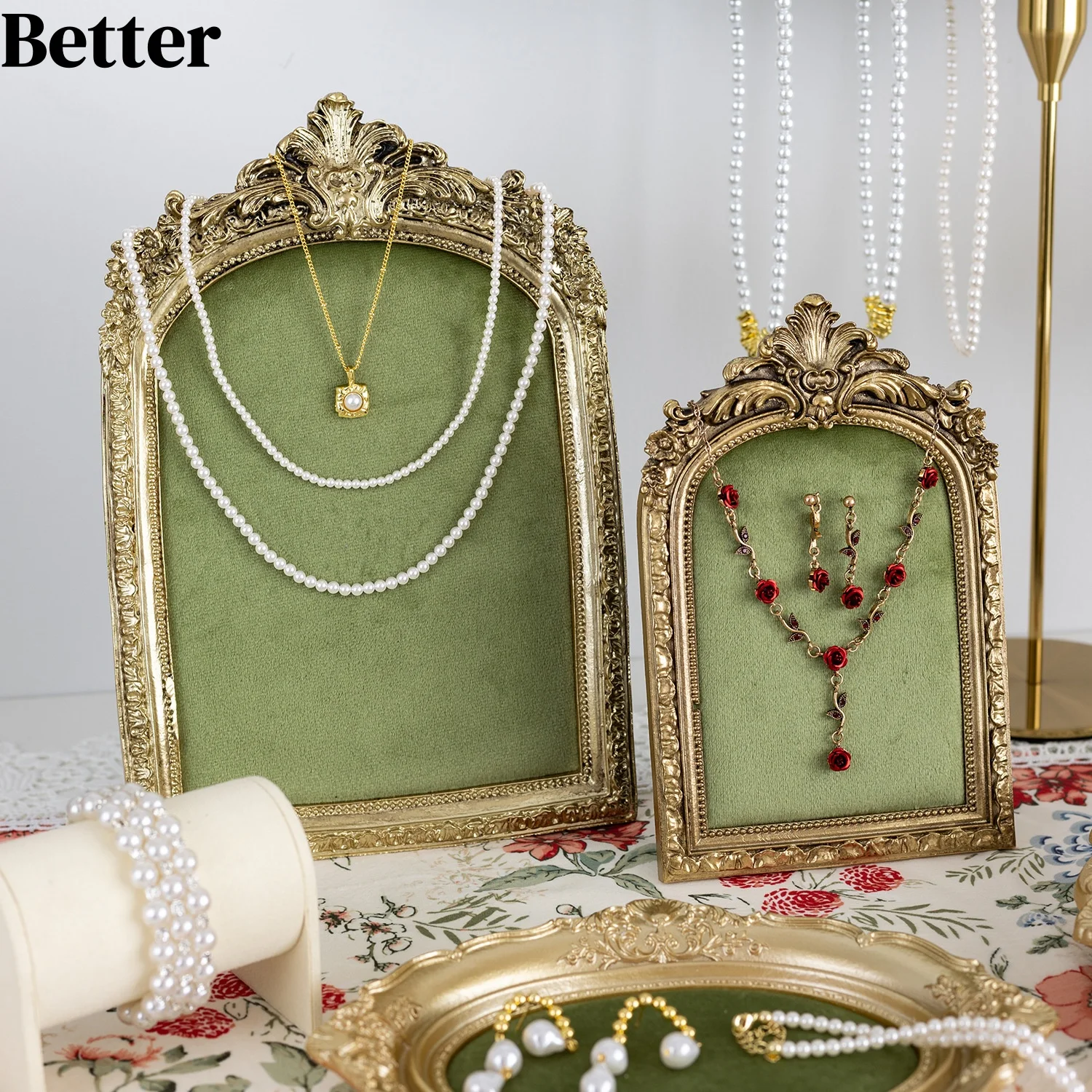 Jewelry Display Stand Vintage Photo Frame Ring Tray Jewelry Store Storage Booth Display Photography Display