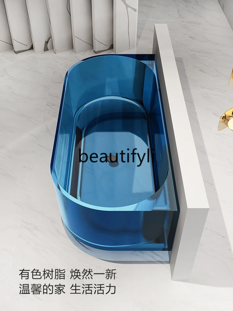 Wall skirt transparent resin bathtub freestanding crystal bathtub