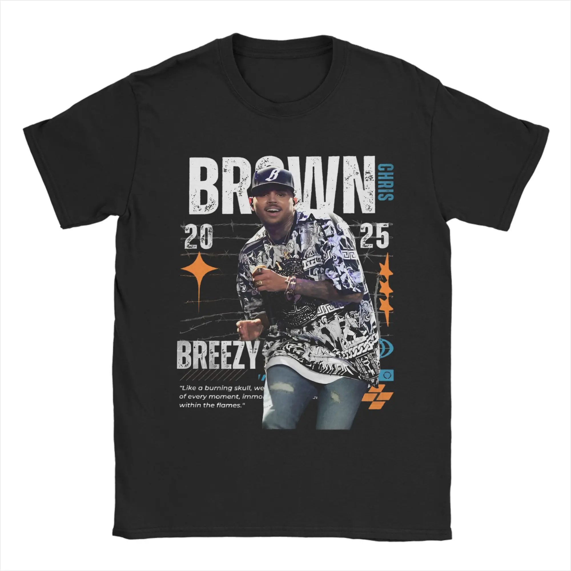 

Fun Chris Brown Breezy Bowl XX Tour 2025 T-Shirt Men Crew Neck Pure Cotton T Shirts Rapper Short Sleeve Tee Classic Clothing