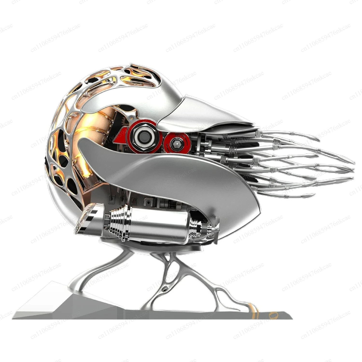 Pure Metal Electric Drive Handmade Assembly Art Ornaments Mechanical Nautilus Model White Version