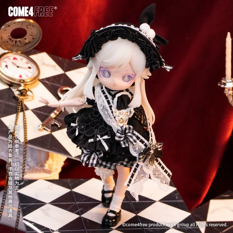 

COME4FREE Alice Fairy Tale Series Midnight Dress Outfit Set for 1/12 BJD Doll Clothes Compatible with OB11 Doll Accessories