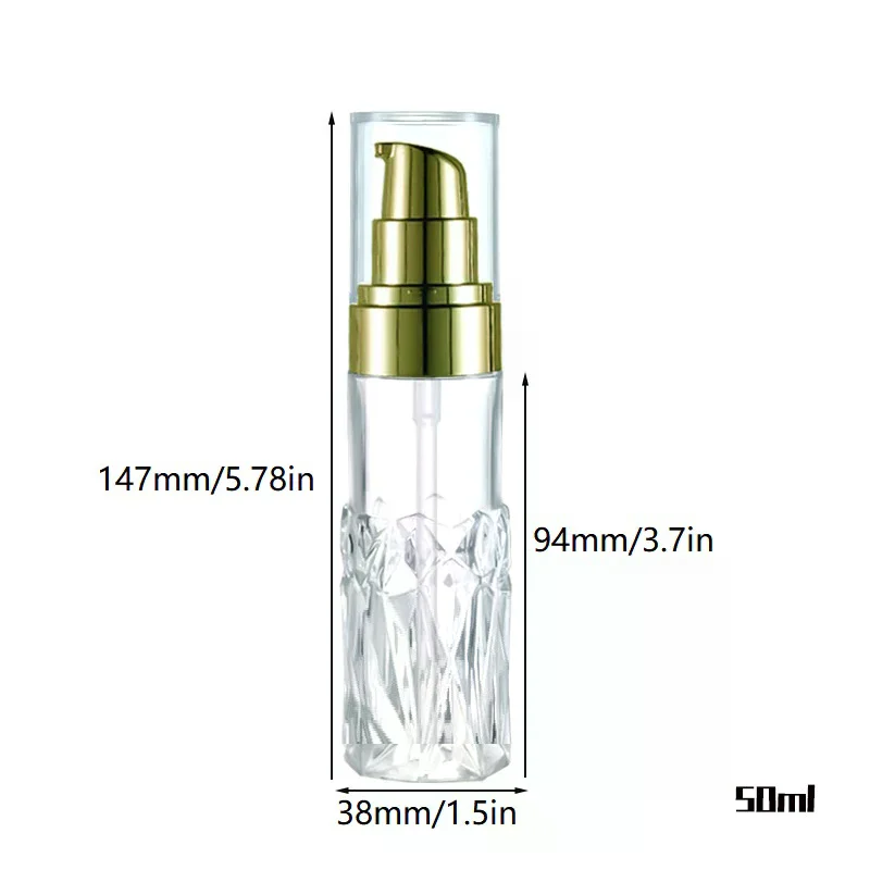 1pcs 50ml Press Pump Empty Refillable Glass Bottles Leakproof Cosmetic Containers For Serums Lotions Skincare Durable