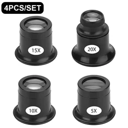 4pcs/set Eye Loupe Magnifiers 5x/10/15x/20x Watch repair tool kit Jewelry Loupe Magnifier Magnifiying Glass Watchmaker tools