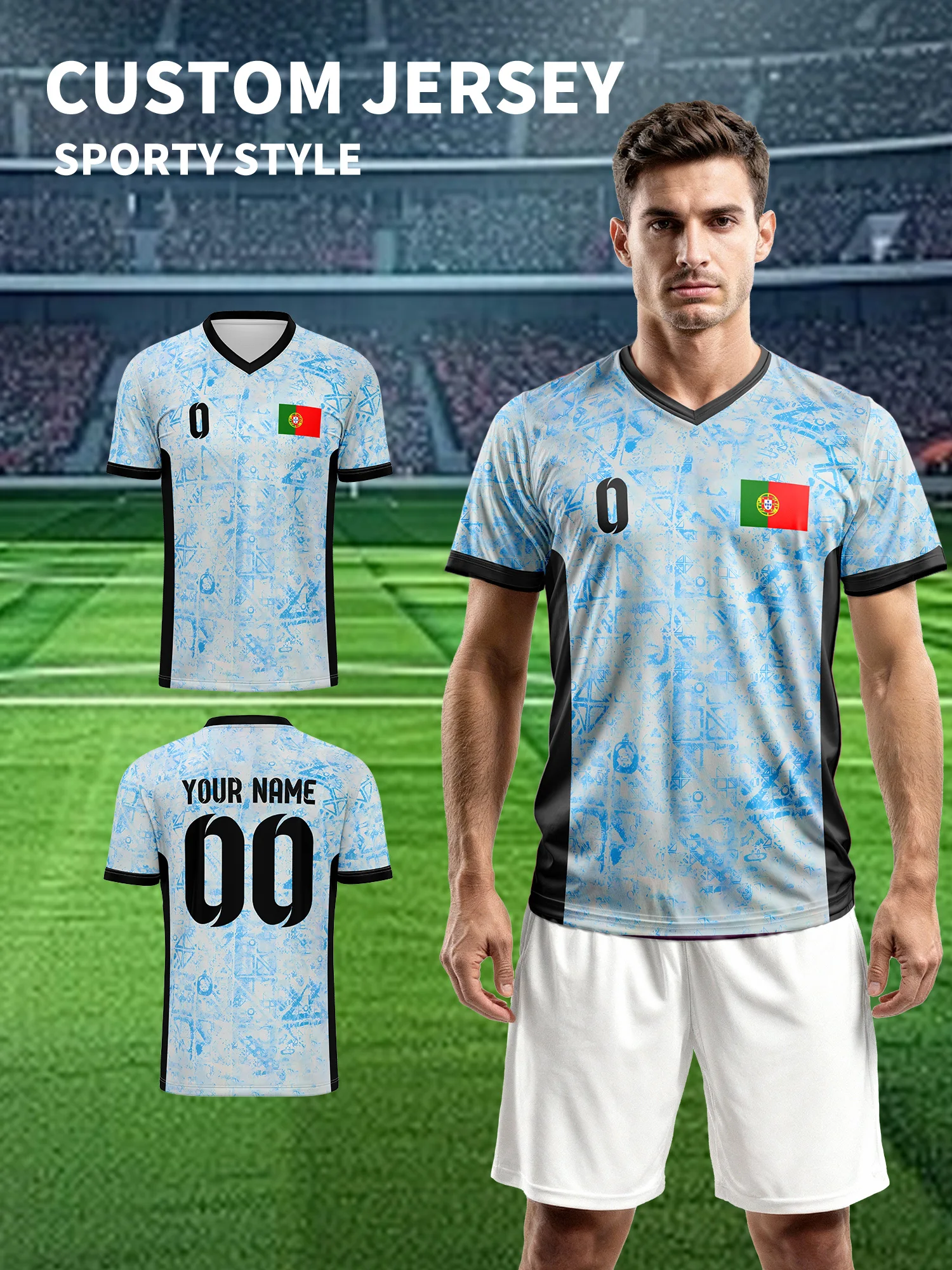 

New 2026 Sports V-neck Jersey - Customizable with Name and Number, Quick-drying, Breathable, Comfortable, Casual, Gym, Running