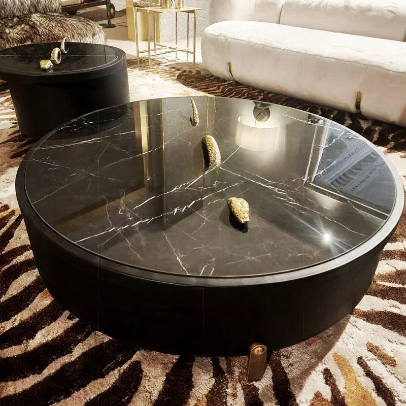 طاولة قهوة رخامية فاخرة إيطالية لغرفة المعيشة والمنزل وطاولة شاي حديثة للتخزين الراقية #3