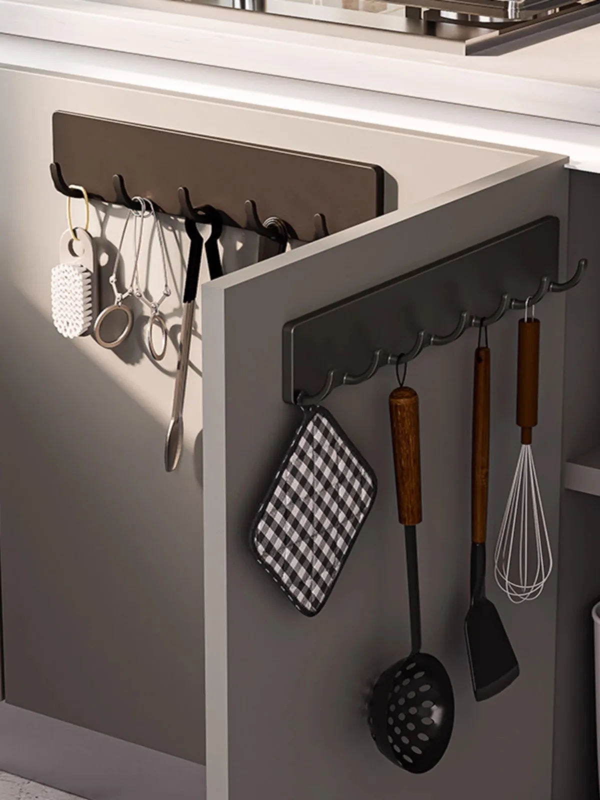 Kitchen Storage Rack Wall Mounted Non Perforated Household Kitchenware Storage Hook Multi Functional Hook Behind Bathroom Door