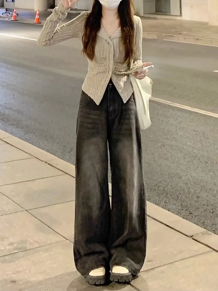 Calças jeans largas para mulher festa clube noite namoro ocasião feminina denim moda sexy elegante chique elegante quadril