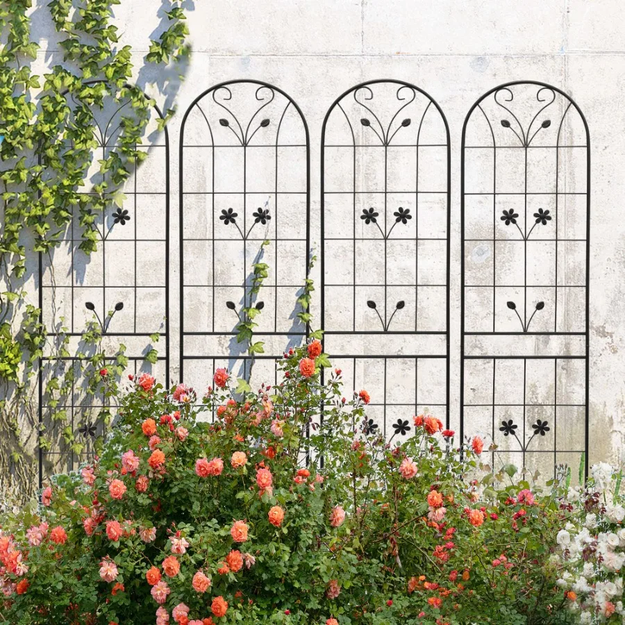 

4 Pack Metal Garden Trellis 86.7 x 19.7 Rustproof Trellis for Climbing Plants Outdoor Flower Support Black