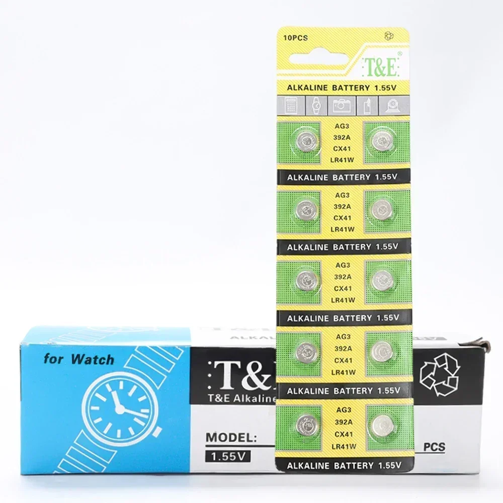 100 Uds AG3 LR41 pilas de botón SR41 392 192 moneda de pila redonda 1,55 V batería alcalina L736 384 SR41SW CX41 para reloj de juguete