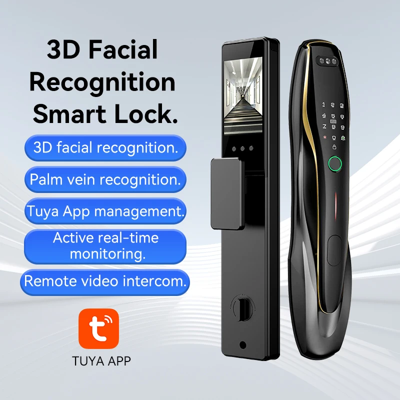 3d Face Recognition Cerradura Inteligente Digital Lock Wifi App Camera Password Fingerprint Keyless Tuya Smart Locks