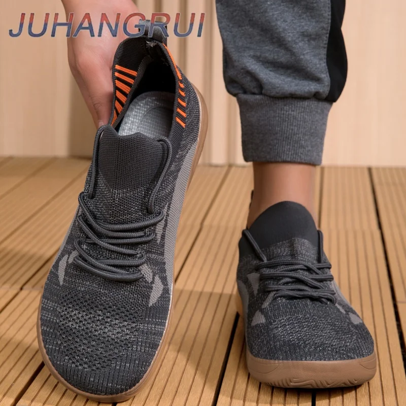 

Новые мужские широкие сетчатые кроссовки босиком 2025, модные туфли на плоской подошве с мягкой подошвой и широким носком, брендовые мужские туфли босиком с широким носком