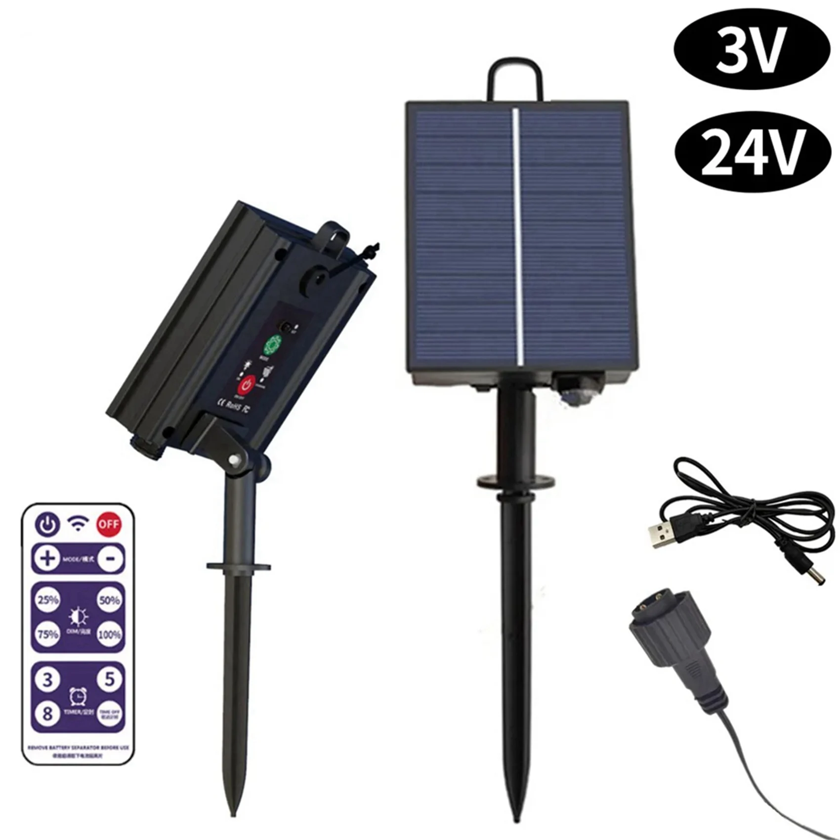 A98E-6X 1200Mah Solar Panel Control Box Kits Lithium Battery Panel For 3.7V 24V LED String Strip Lamp DC Charging