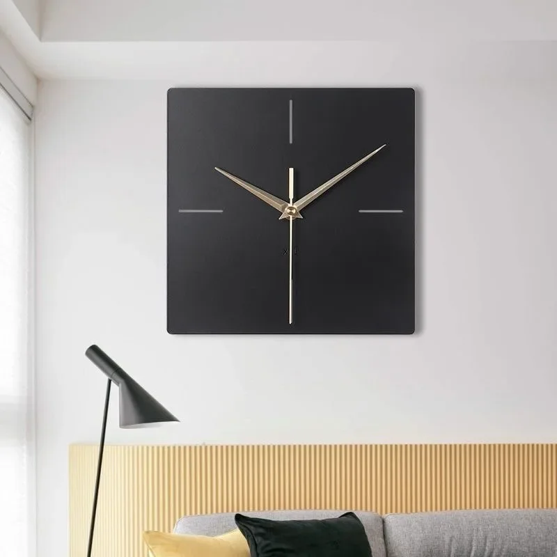 Nordic Affordable Luxury Style Silver Square Wall Clock Home Living Room Clock Office Wall Mounted Silent Clock Home Decoration
