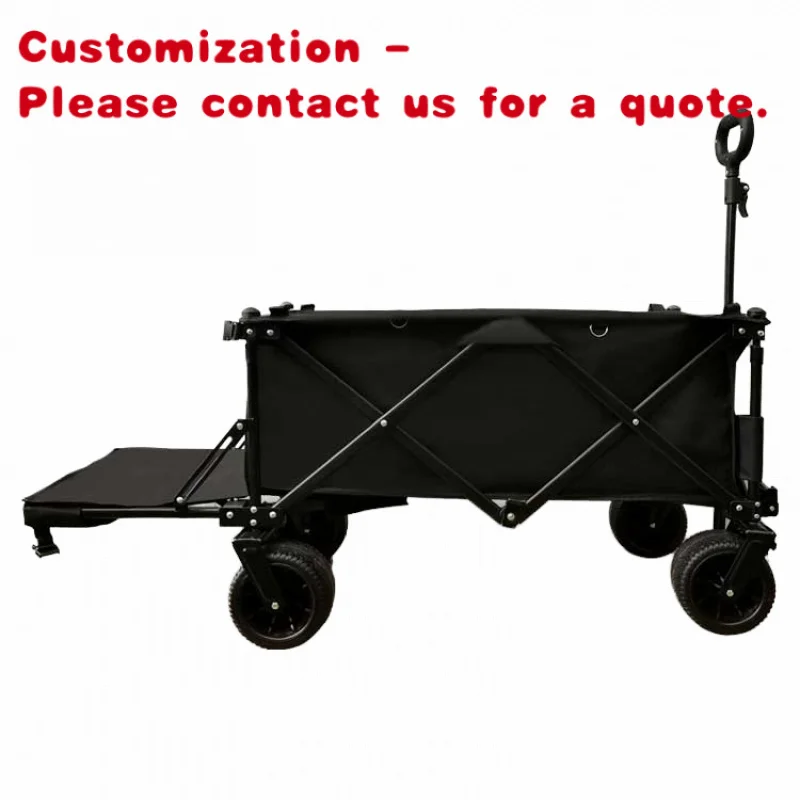 custom.Portable Stainless Steel Folding Wagon Practical Stall Outdoor Camping Vehicle Picnic Trolley Shopping OEM Stora