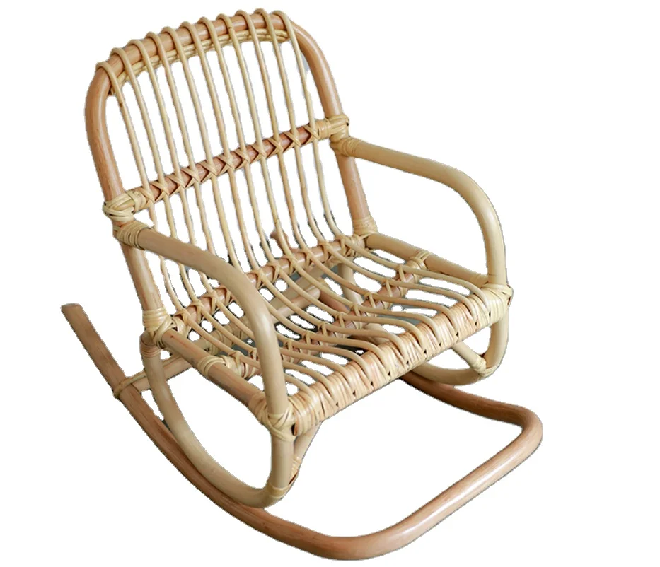 Modern natural rattan living room balcony recliner rocking cane chair