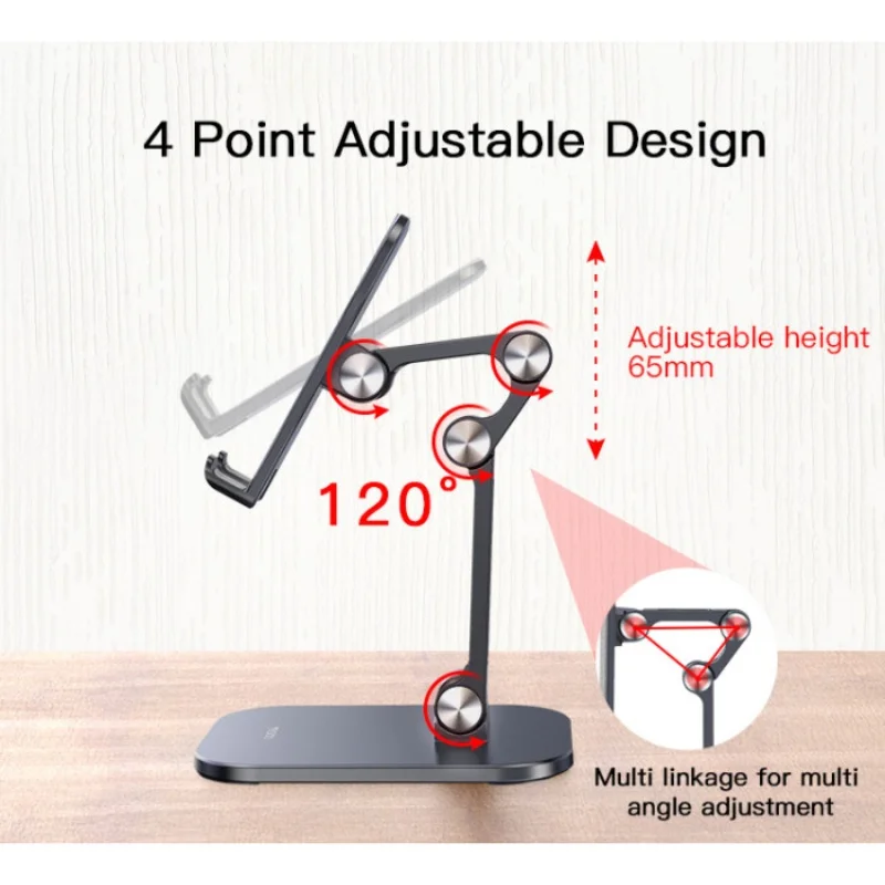حامل هاتف محمول من Yesido لسطح المكتب قابل للطي وحامل مسطح كسول وملحق مكتب iPad يدعم البث المباشر المتوافق مع iPhone