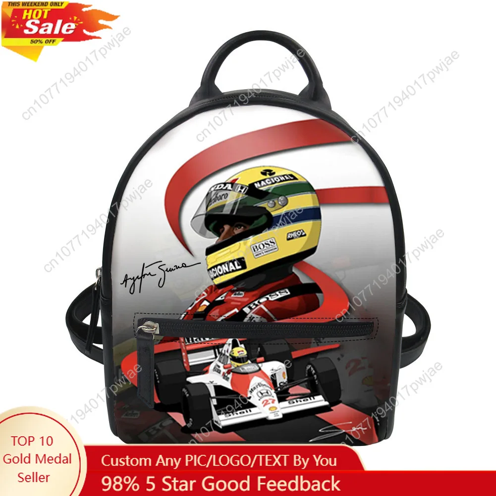 Ayrton Senna Racing Graphics Custom Mini Small Backpack Purse Carter Schoolbags Double Shoulder Bag Mini Leather Travel Bag