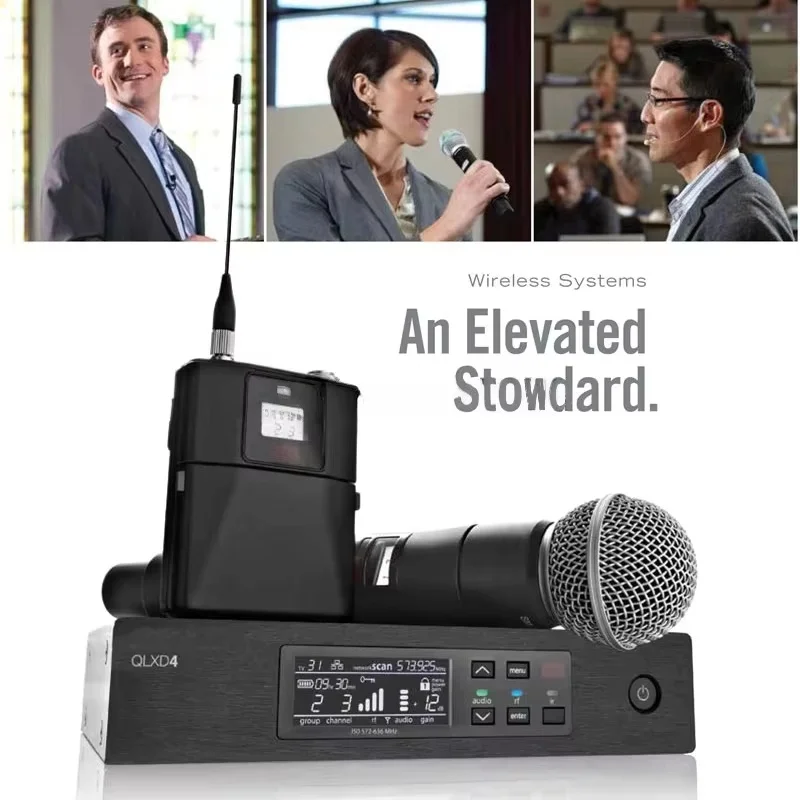Fotografia 5: Sistema de Microfone Sem Fio Profissional QLXD4 True Diversity para Karaokê e Apresentações ao Vivo UHF
