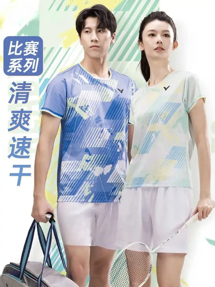 صيف جديد للنصر الريشة الملابس الرياضية قصيرة الأكمام تي شيرت مريح للتنفس ماصة للعرق دائم كول الأعلى #1