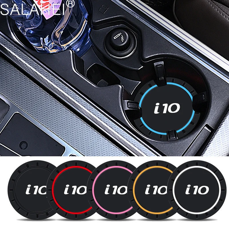 2pcs PVC Non-slip Car Logo Water Cup Anti-slip Pad Holder Coaster Mat For Hyundai i20 i30 i10 i40 ix20 ix35 ix55 EON Accessories