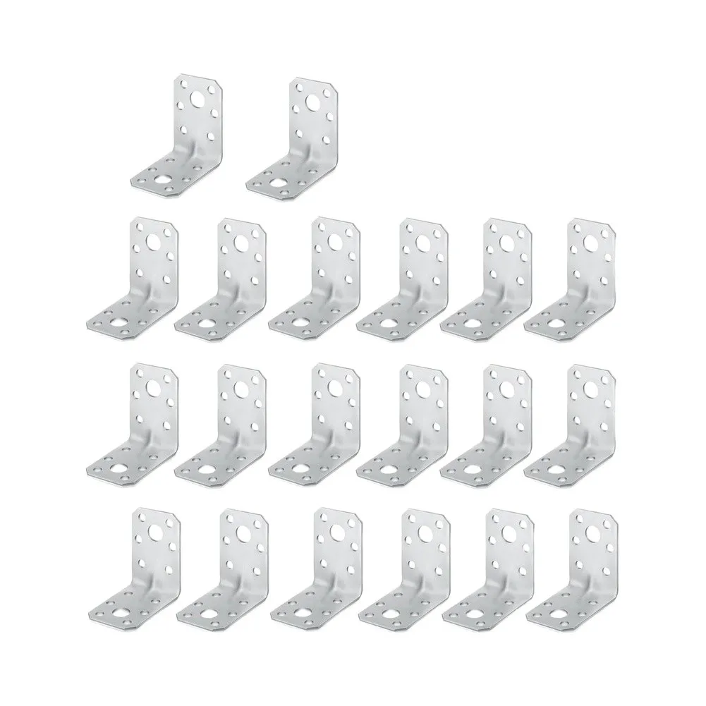 20pcs Multi Hole L Brackets 2x2x1.4 Inch Galvanized Steel for Tool Free For Furniture Cabinet For Wood Installation