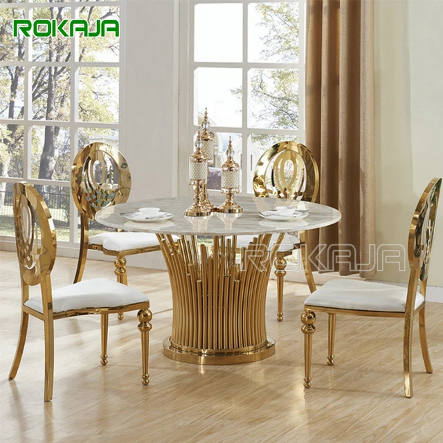 Marble Top Dining Table Set 6 8 Chairs Stainless Steel Leg Glass Outdoor Wedding Home Round Dining Room Table Set Dining Tables AliExpress
