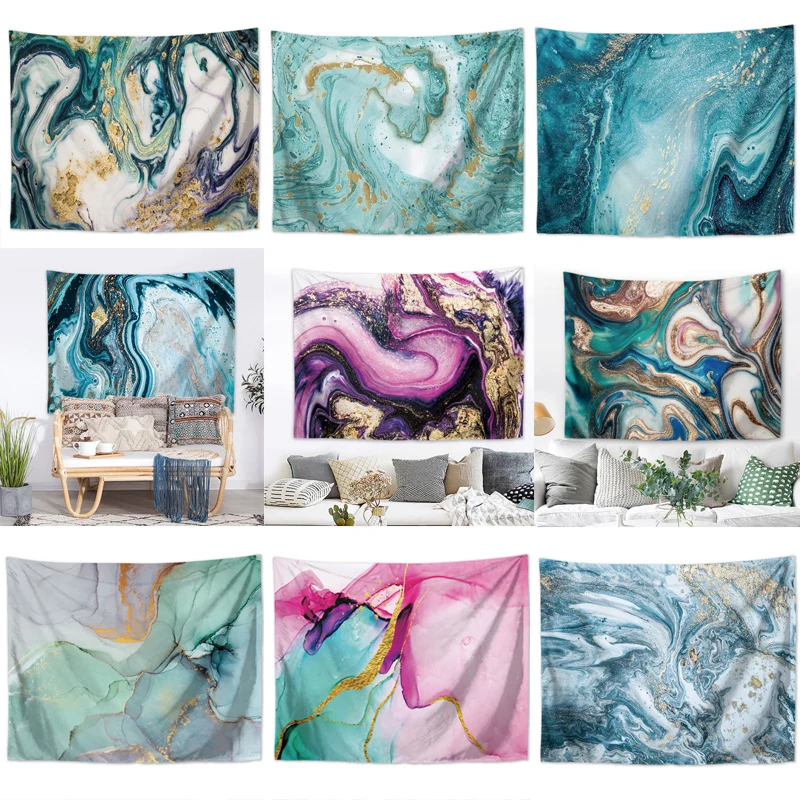 

Marble Tapestry High-Definition Map Fabric Wall Hanging Decor Watercolor Polyester Table Cover Yoga Beach Towel