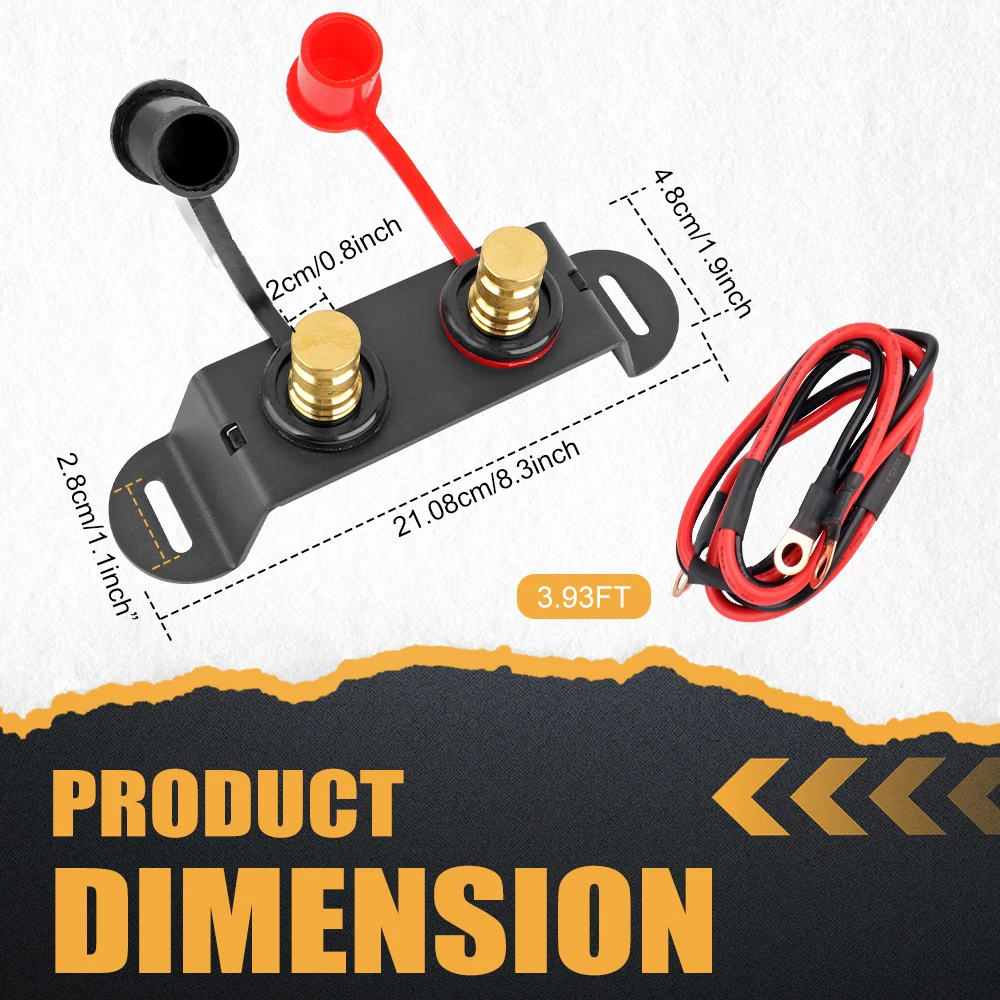 UTV Battery Jump Post with Cables Vehicle Battery Charging Tool Jumper Terminals Fit for UTV ATV Car Truck Tractor Mower Boat