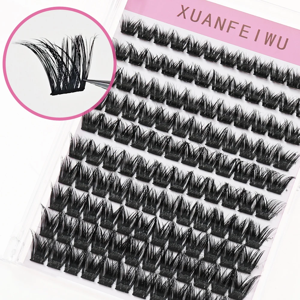 

Xuanfeiwu Dense Stage Performance Party Segmented Fishtail Gap Cluster Single Cluster Eyelashes DIY Self-Grafting Adhesive Natural False Eyelashes Realistic Makeup Tools Eyelashes