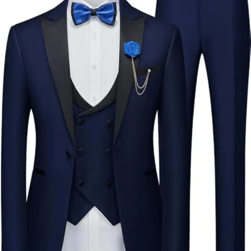 Setelan Jas Formal Pria Warna Solid dengan Kerah Besar, Jaket Slim Fit Berkualitas Tinggi untuk Kostum Panggung Pernikahan