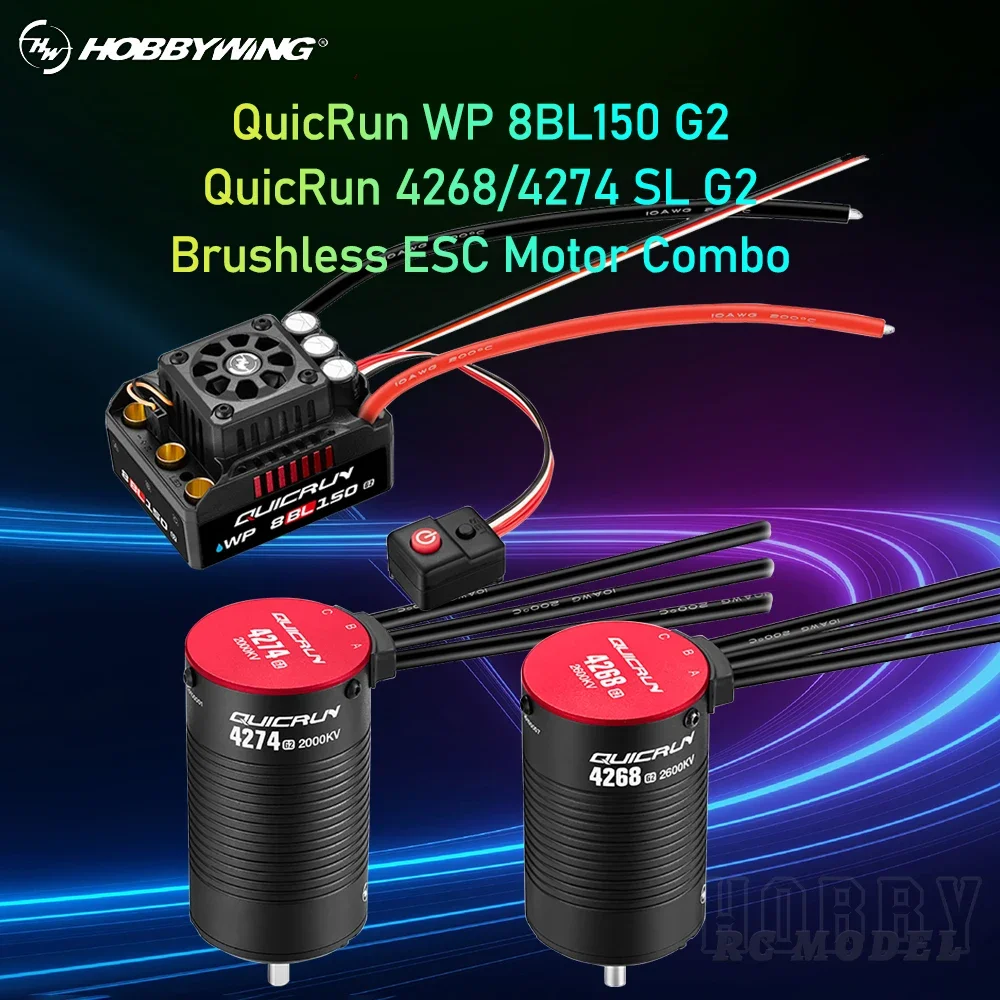 HOBBYWING QuicRun WP 8BL150 G2 150A 4274 2000KV 4268 2600KV Brushless ESC Motor Combo for 1/8 RC Model Car Buggy Accessories