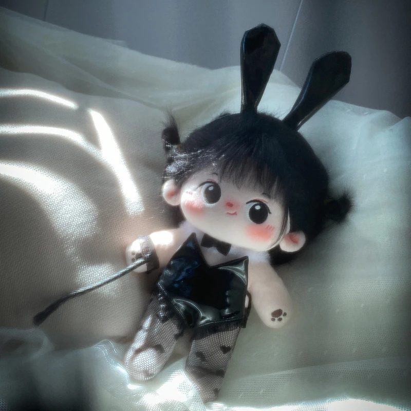 

10cm/15cm/20cm/40cm Cotton Doll Bunny Girl Suit Cute Humanoid Doll Clothes Black Waiter Uniform Bodysuit Outfit Doll Costume