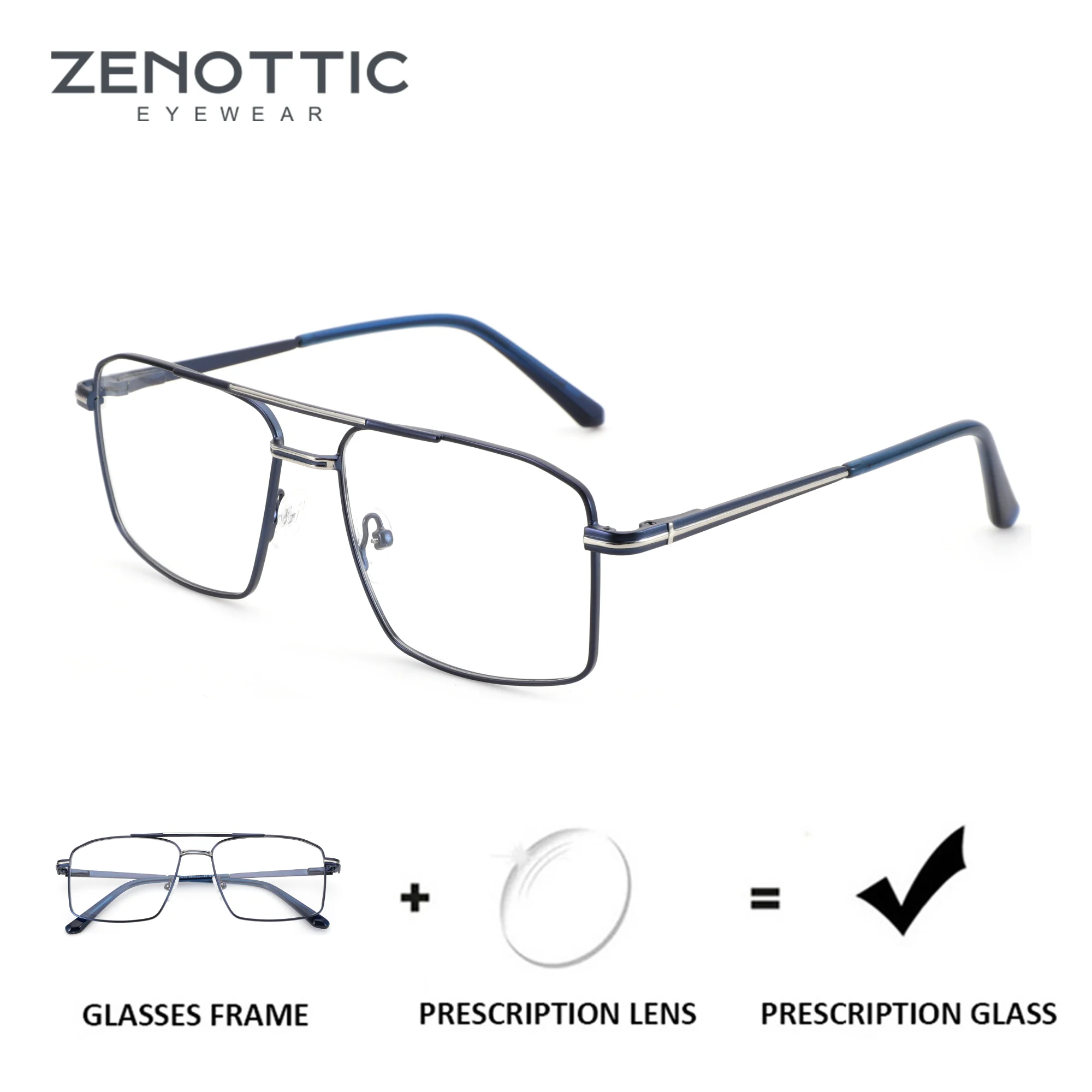 ZENOTTIC（M Size）High-quality Metal Prescription Glasses Man Aviator Photochromic Optical Eyewear Pilot Progressive Eyeglasses
