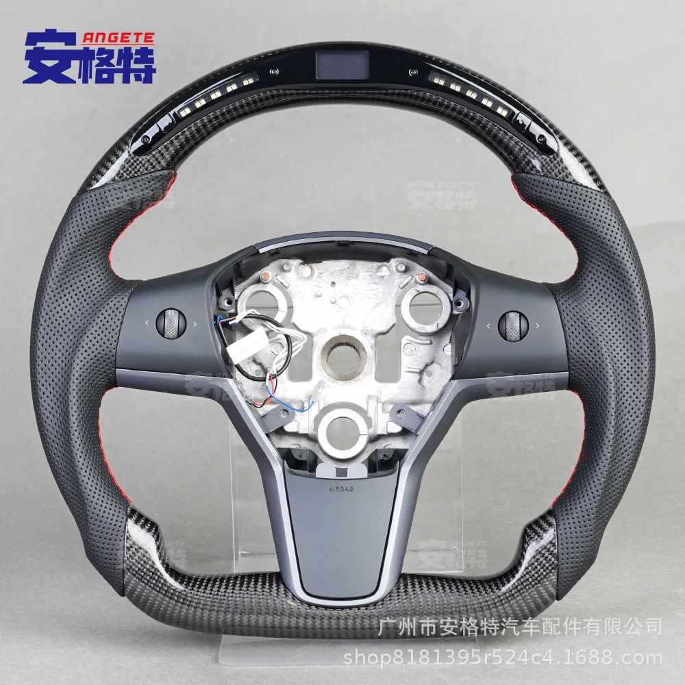 

Applicable to:Suitable for Tesla model Y modified competitive LED carbon fiber steering wheel, car steering wheel, titanium whee