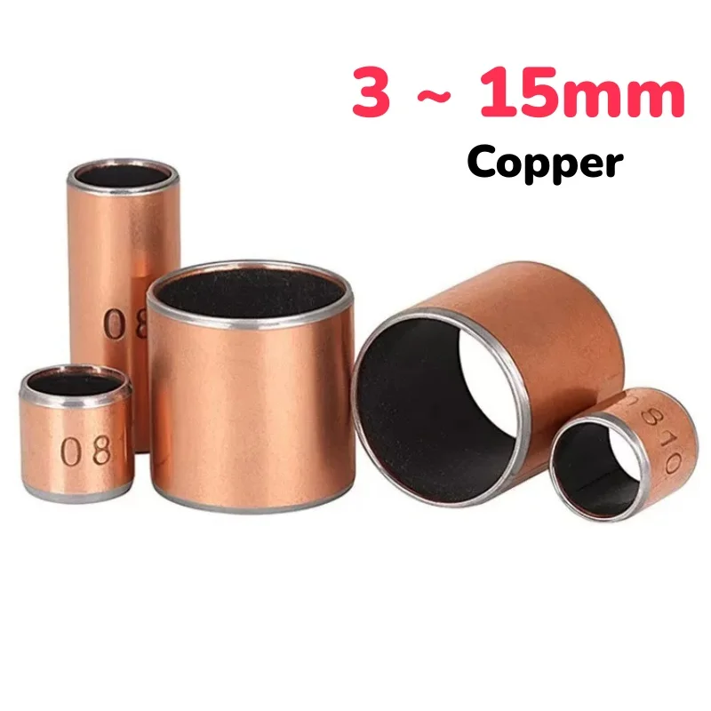 Beicai Inner Diameter 3/4/5/6/7/8/9/10/11/12/13/14/15mm SF-1 Oil-Free Self-Lubricating Composite Bearing Copper Bushing Sleeve