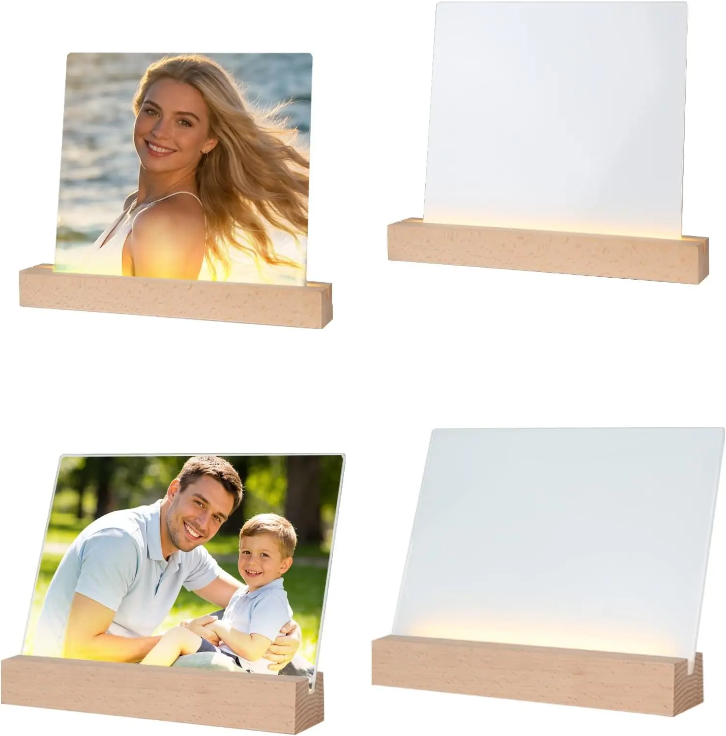 Sublimation Glass Night Light Panels LED Bases 8X10 Inch Sets