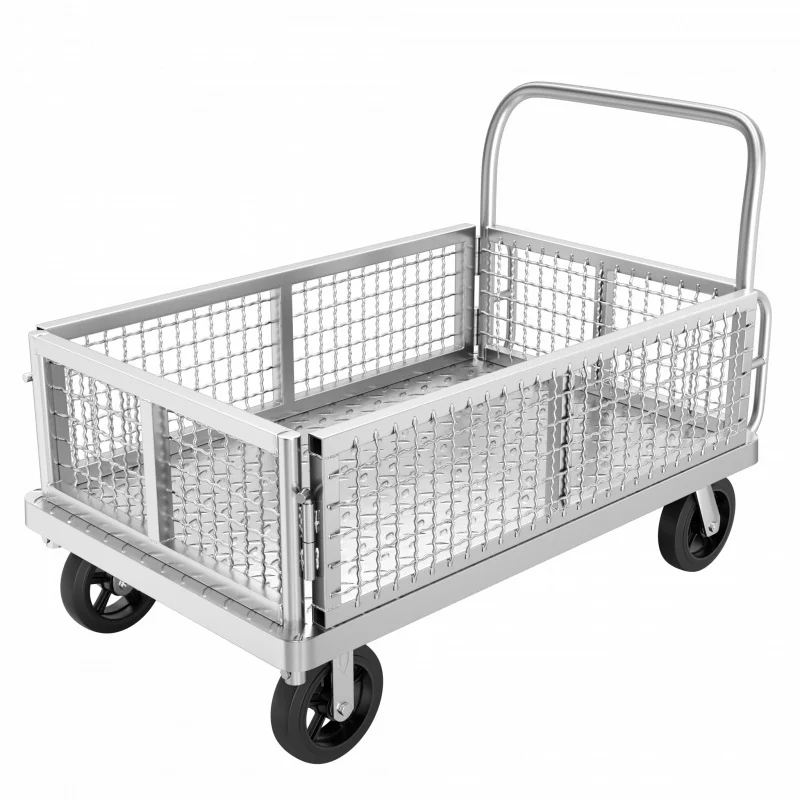 custom.Fence Car Guardrail Folding Trailer Grid Logistics Supermarket Stall Flat Car General Stall Multi-purpose Trolley
