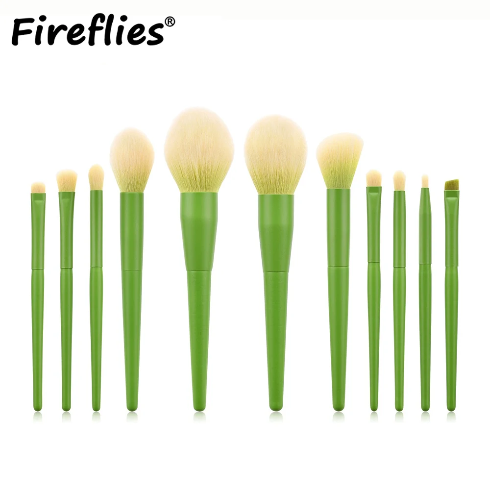 

Набор из 11 зеленых кистей для макияжа: высококачественные кисти для бровей, консилера, пудры, контуринга и макияжа лица, синтетический ворс