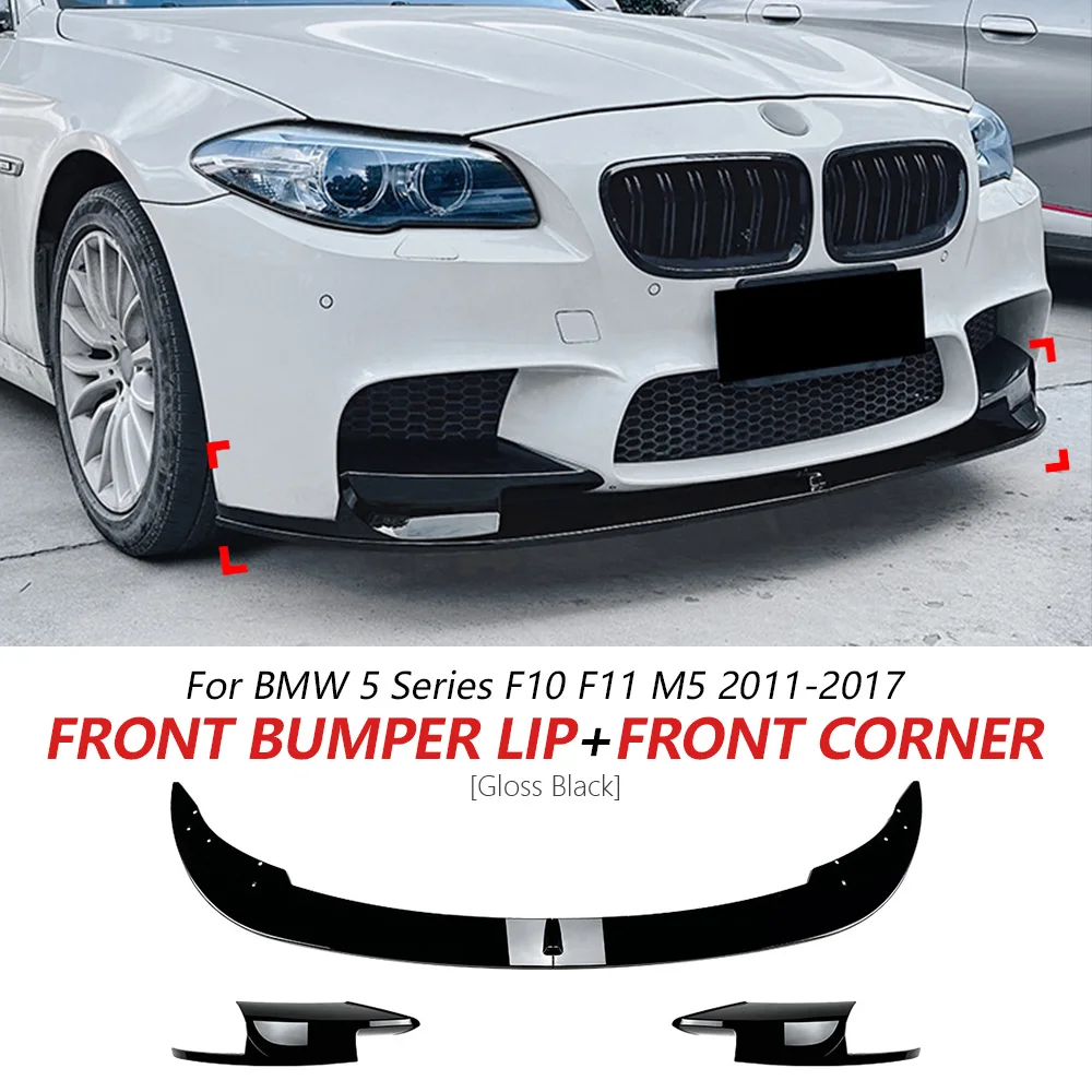 

Front Bumper Lip For BMW 5 Series F10 F11 M5 2011-2017 Glossy Black Front Lip with Bumper Wind Blade Trim Spoiler Car Update