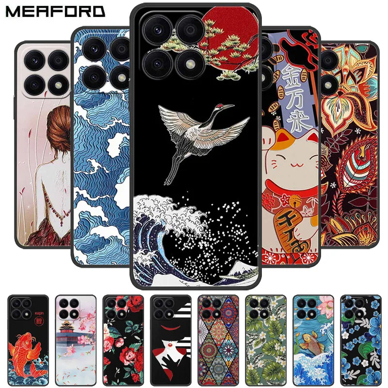 For Honor X8a Case 3D Relief Emboss Phone Cover For Honor X8a X8 5G X6 X6S Coque X8 a HonorX8a CRT-LX1 Soft Silicone Capas