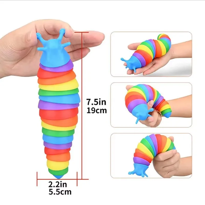 1PCS Colorful Slugs Caterpillar Stress Relieving Bizarre Slugs Blowing Out Stress Relieving Puzzle Relieving Simulation Toys