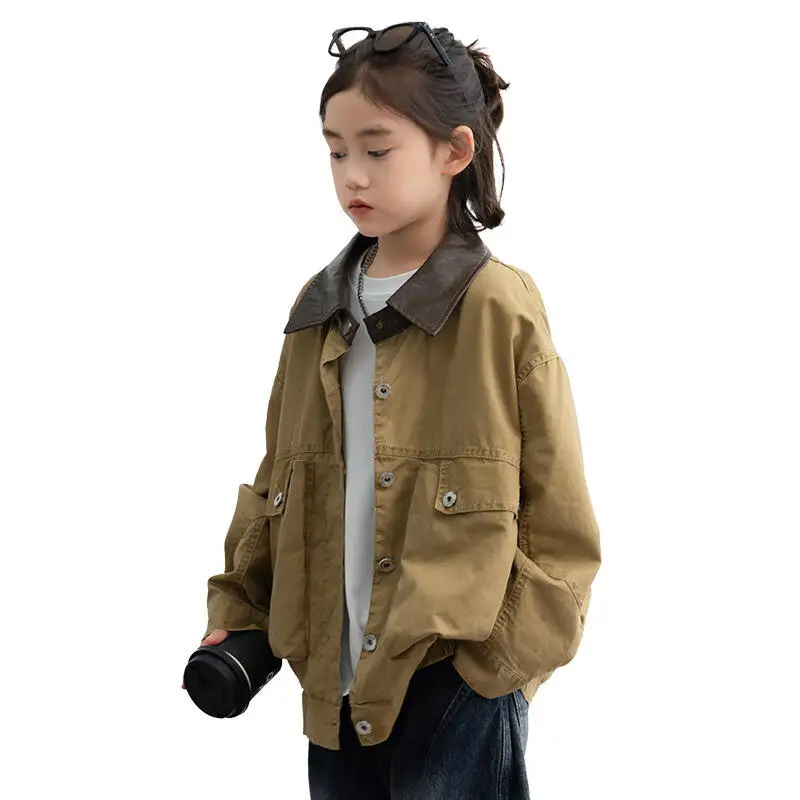 Kawaii فتاة بلوزات على الموضة طالب الربيع والخريف عادية الكرتون منتصف طول التلبيب سترة طويلة الأكمام معطف ملابس الأطفال